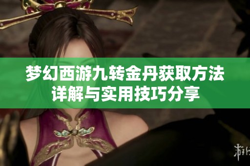 梦幻西游九转金丹获取方法详解与实用技巧分享