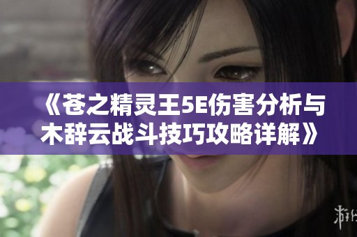 《苍之精灵王5E伤害分析与木辞云战斗技巧攻略详解》