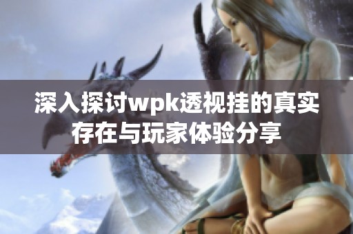 深入探讨wpk透视挂的真实存在与玩家体验分享