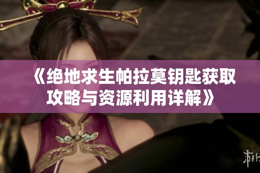 《绝地求生帕拉莫钥匙获取攻略与资源利用详解》