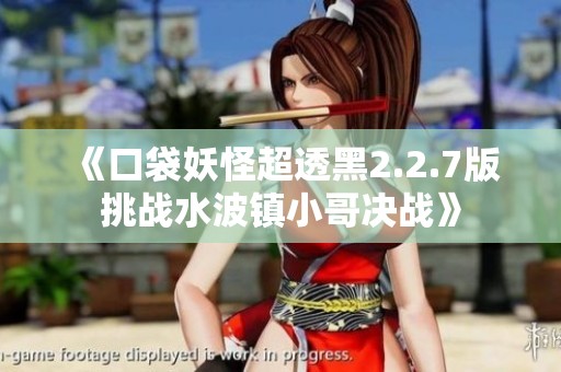 《口袋妖怪超透黑2.2.7版挑战水波镇小哥决战》