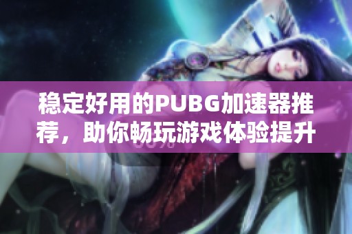稳定好用的PUBG加速器推荐，助你畅玩游戏体验提升