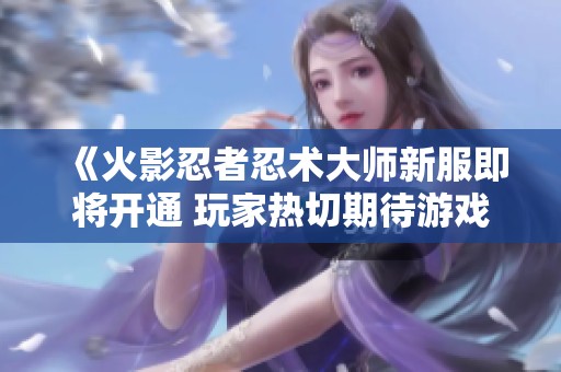 《火影忍者忍术大师新服即将开通 玩家热切期待游戏体验提升》