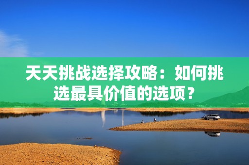 天天挑战选择攻略：如何挑选最具价值的选项？