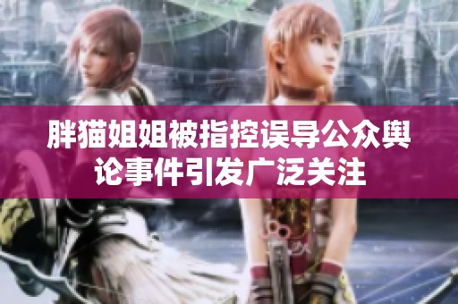 胖猫姐姐被指控误导公众舆论事件引发广泛关注