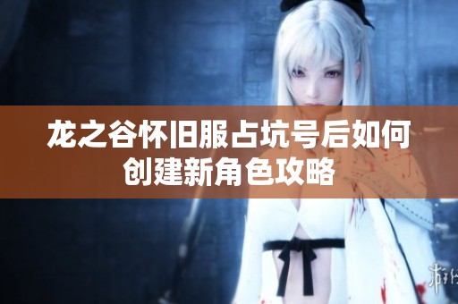龙之谷怀旧服占坑号后如何创建新角色攻略