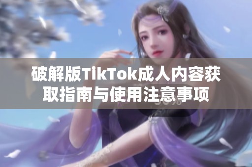 破解版TikTok成人内容获取指南与使用注意事项