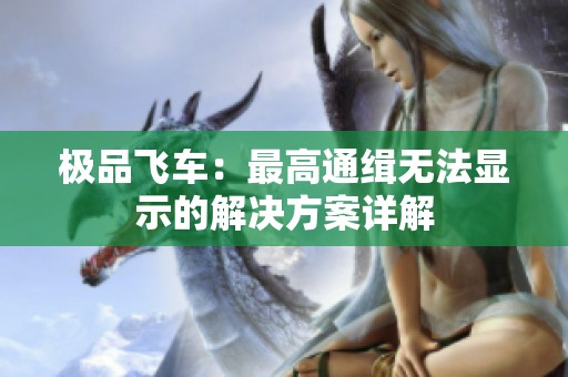 极品飞车：最高通缉无法显示的解决方案详解