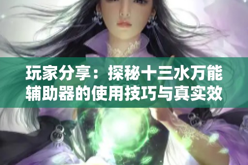 玩家分享：探秘十三水万能辅助器的使用技巧与真实效果