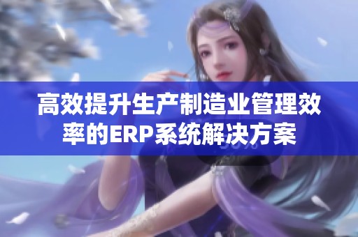 高效提升生产制造业管理效率的ERP系统解决方案