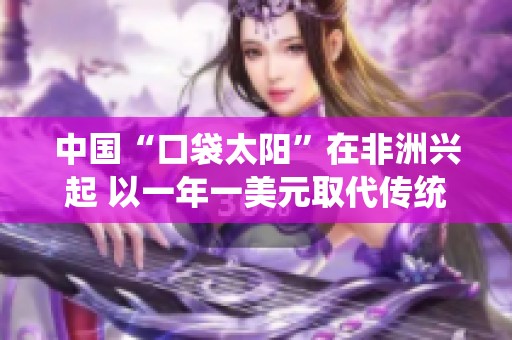 中国“口袋太阳”在非洲兴起 以一年一美元取代传统蜡烛